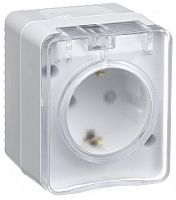 Розетка с заземлением накладная Systeme Electric AtlasDesign Profi54 1-м. крышка IP54 белый картинка